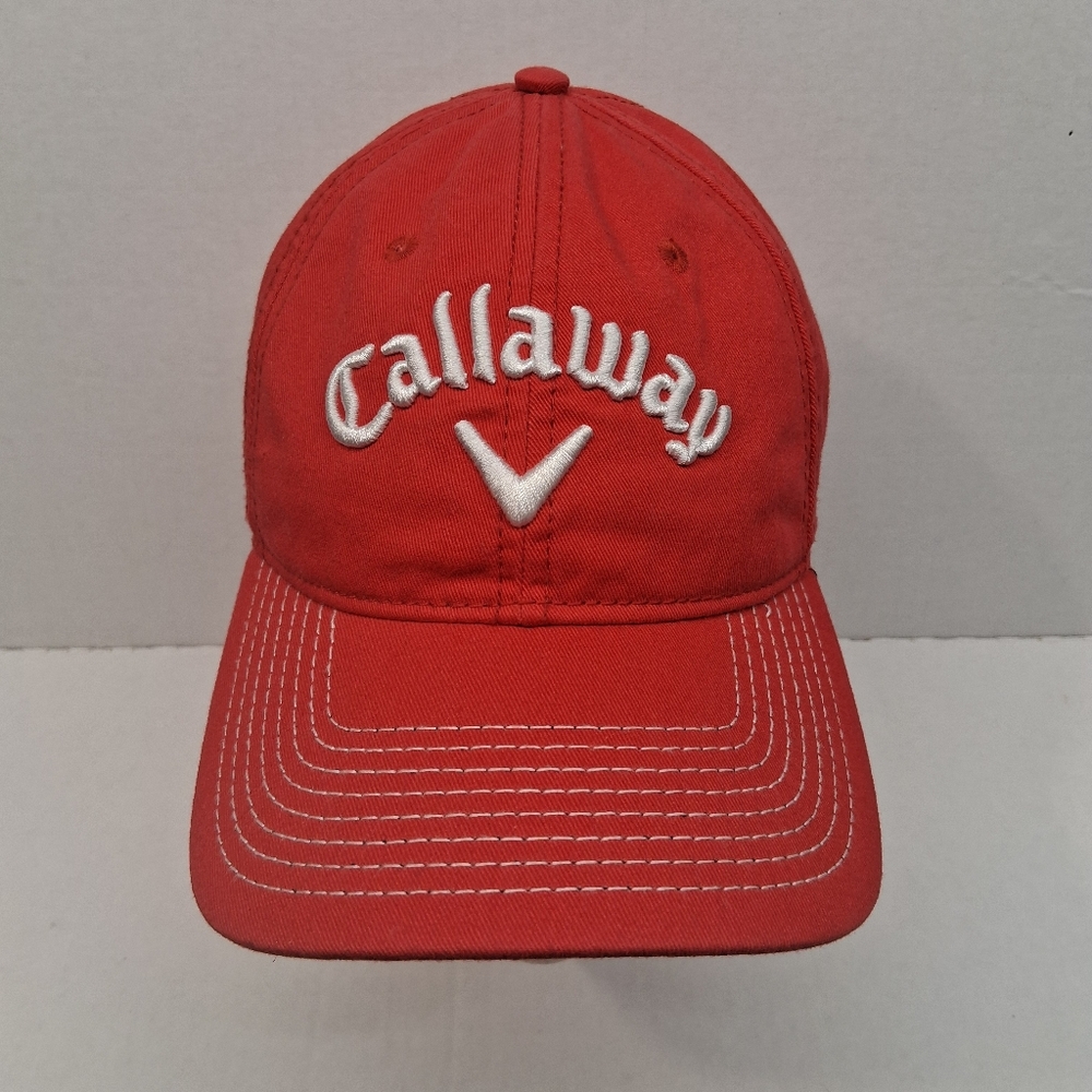Callaway V Odyssey Red Adjustable Structured Baseball Hat Embroidered Logo NWOT